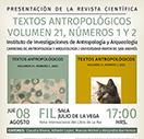 Presentacion del libro: TEXTOS ANTROPOLÓGICOS VOL. 21 N° 1 Y 2